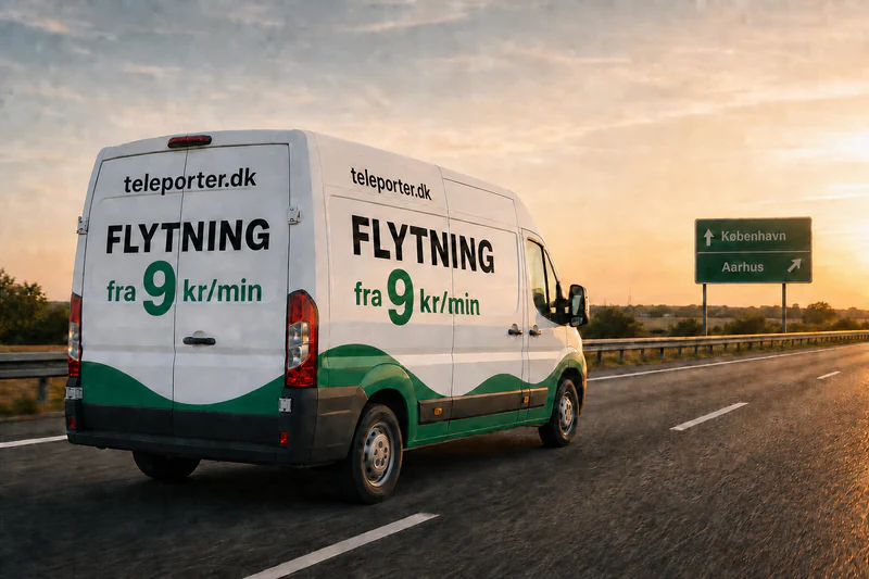 Varevogn på motorvej mellem København og Aarhus